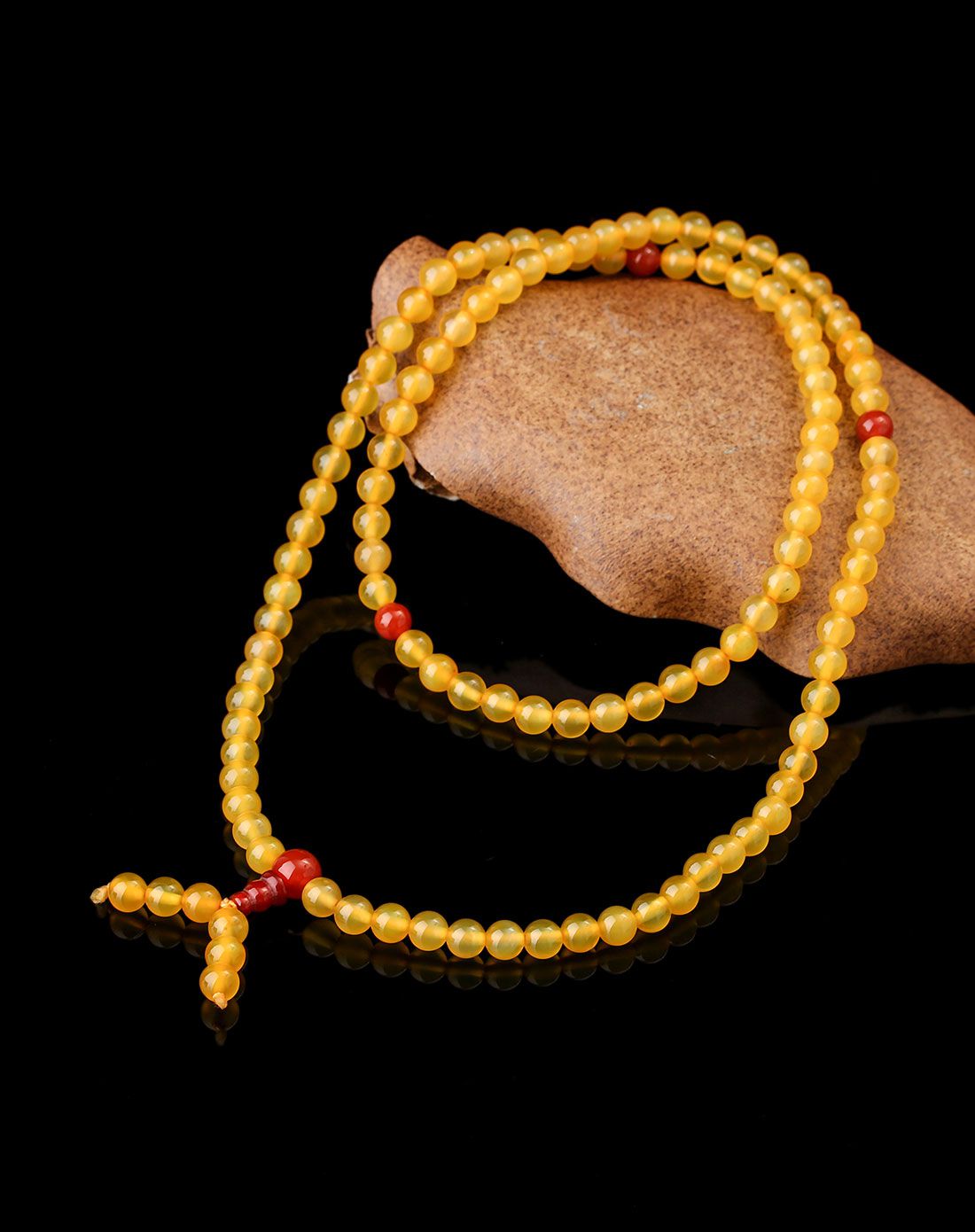 一生一石 天然柠檬黄玛瑙佛珠手链