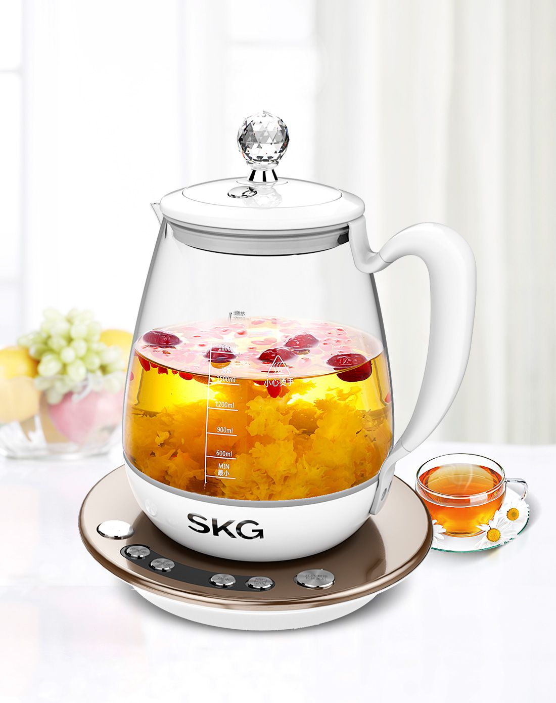 skg8069养生壶全自动多功能加厚玻璃花茶器电煎药壶分体中药壶1.8l