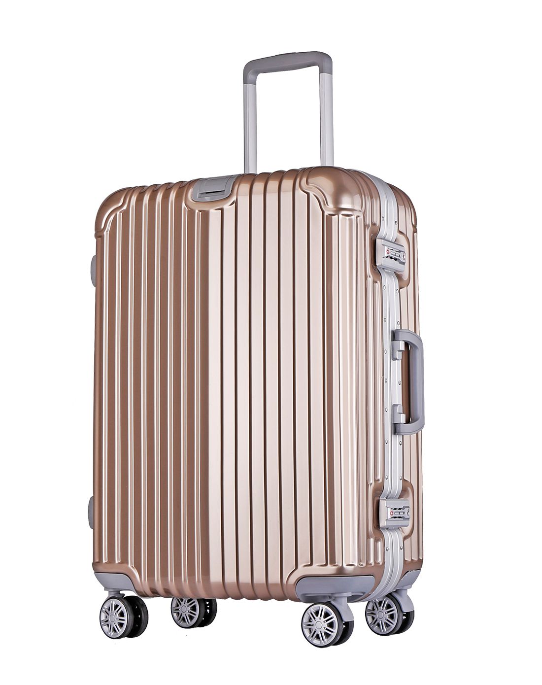 铝框箱017香槟金20寸万向轮拉杆箱