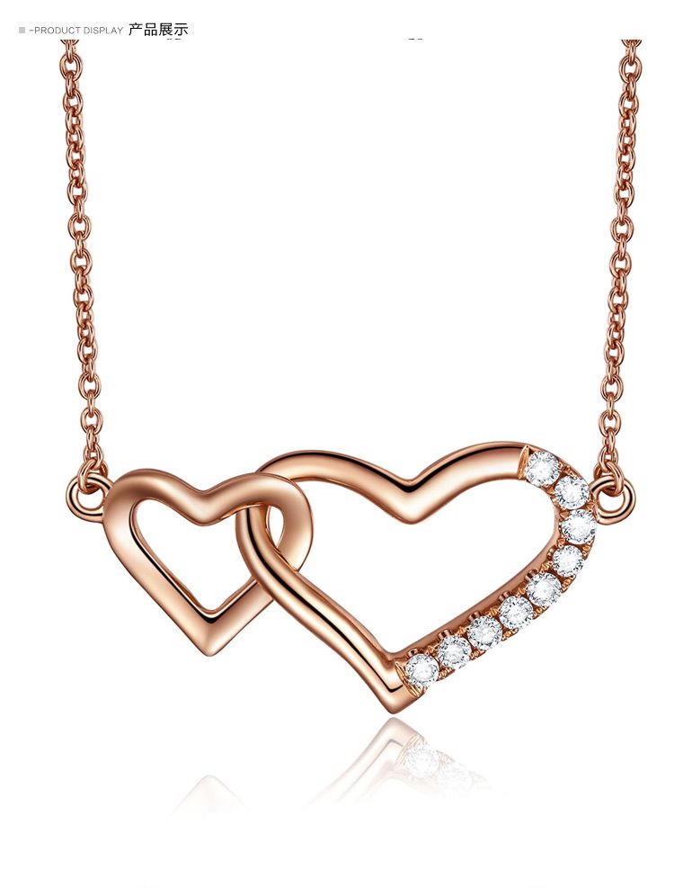 商品名称: 爱度 18k玫瑰金钻石套链-心心相印 商品分类: 钻石项链