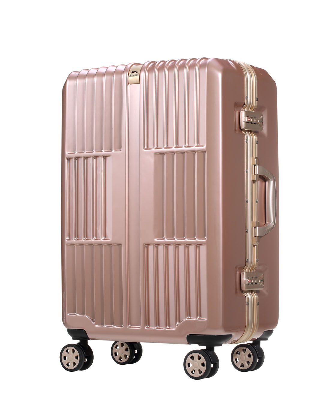 2016新款弧形框亮面拉杆箱玫瑰金20寸