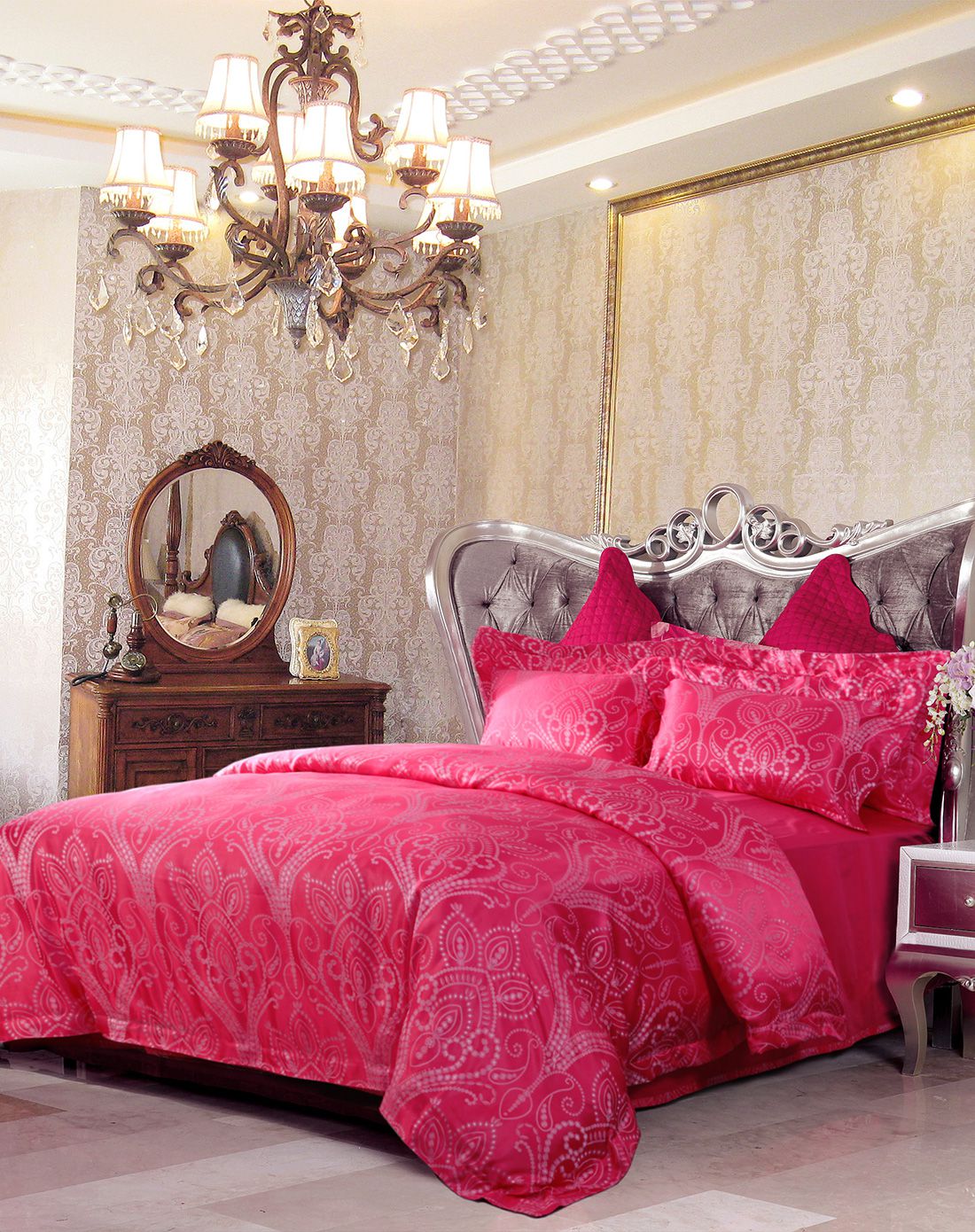 梦洁家纺 婚庆提花四件套:钻石人生 200*230cm