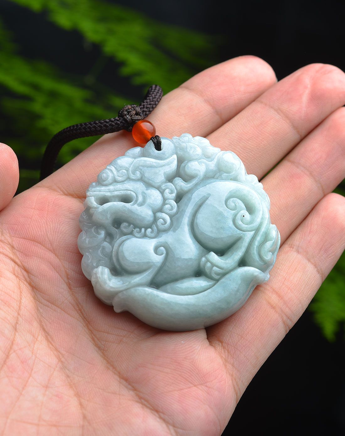 亿珍阁 天然翡翠双雕招财貔貅吊坠含配绳 附证书