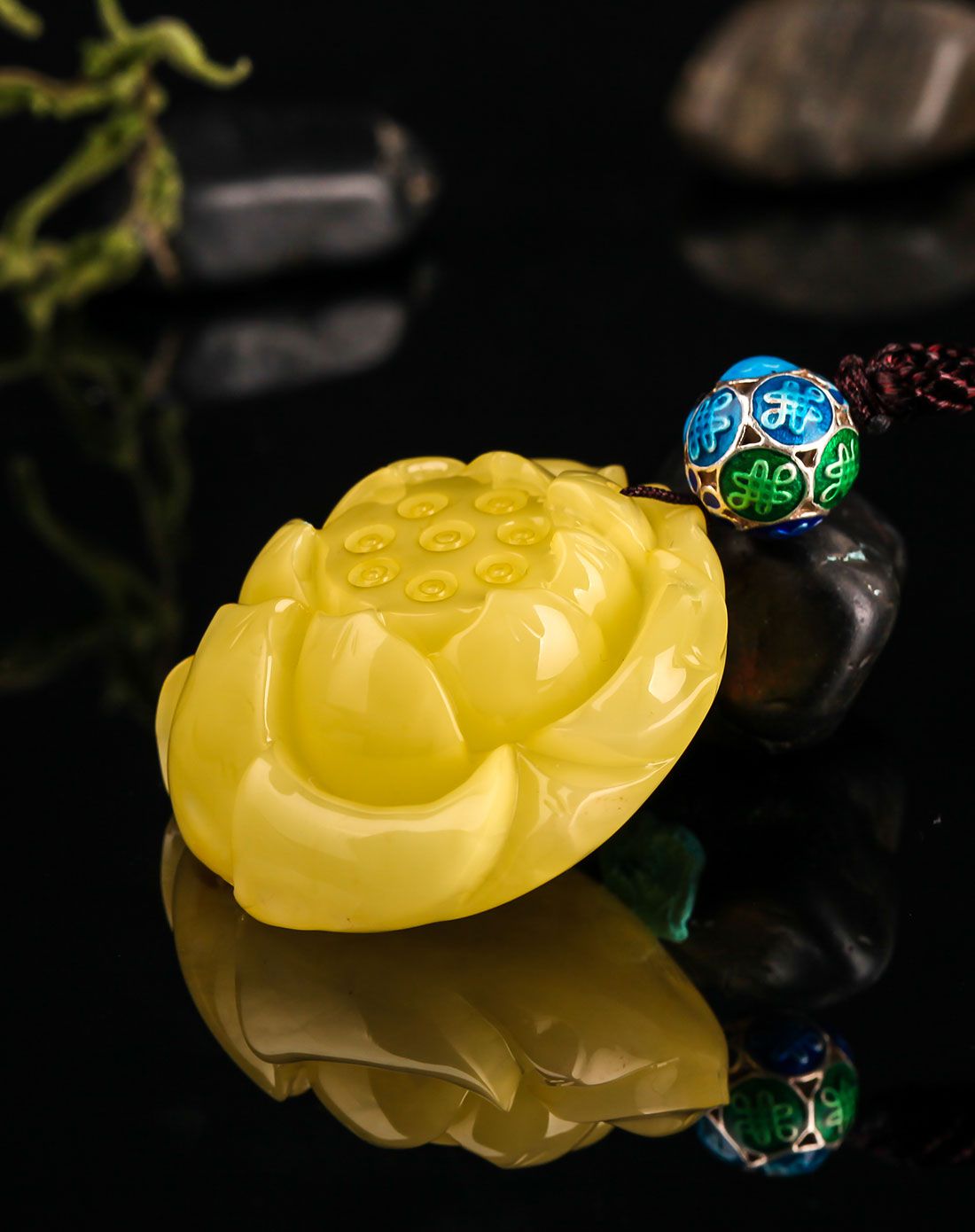 穗南 奢华富贵牡丹花蜜蜡吊坠多款可选(含绳)