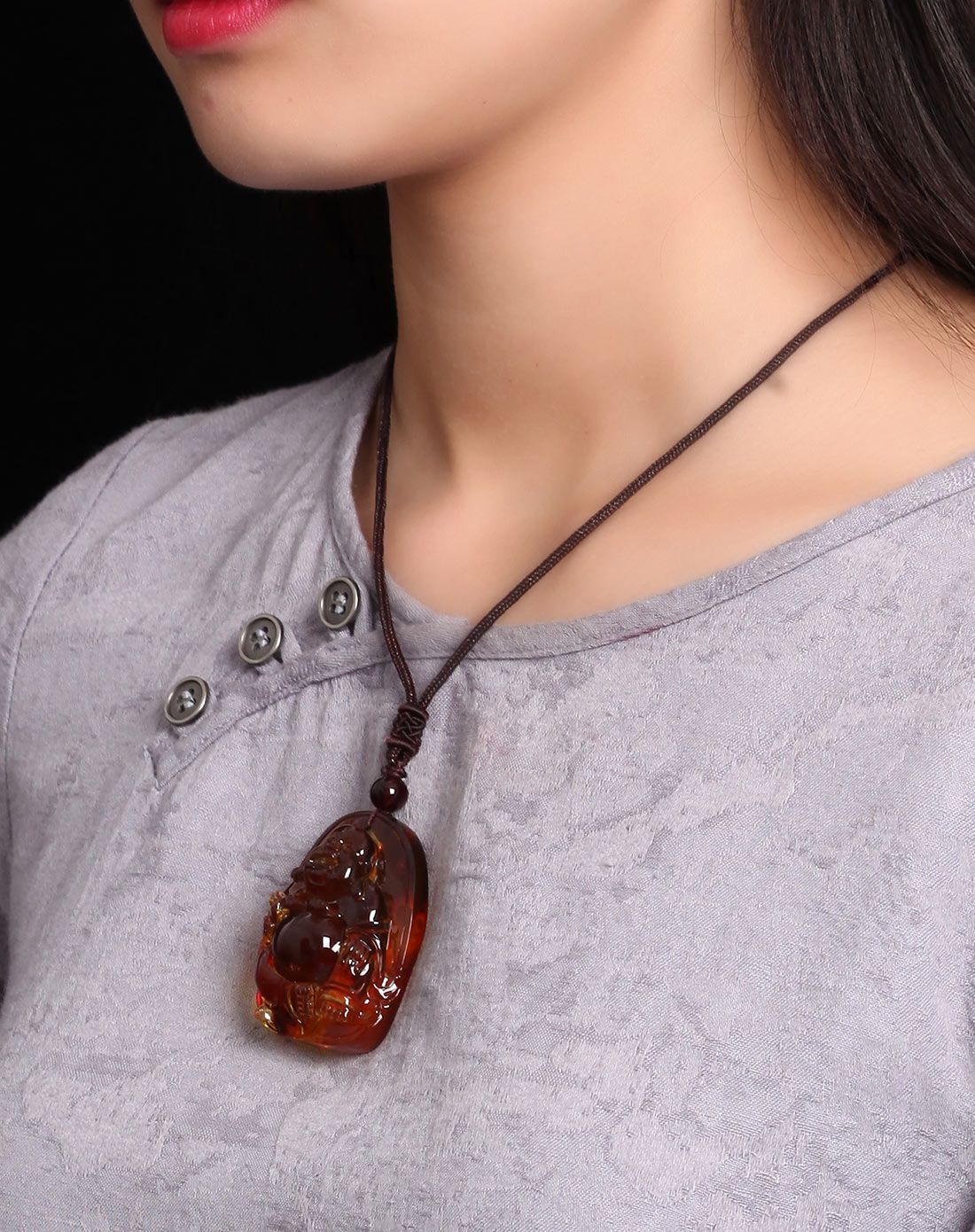 穗南 佛佑平安琥珀缅甸珀吊坠(含绳)