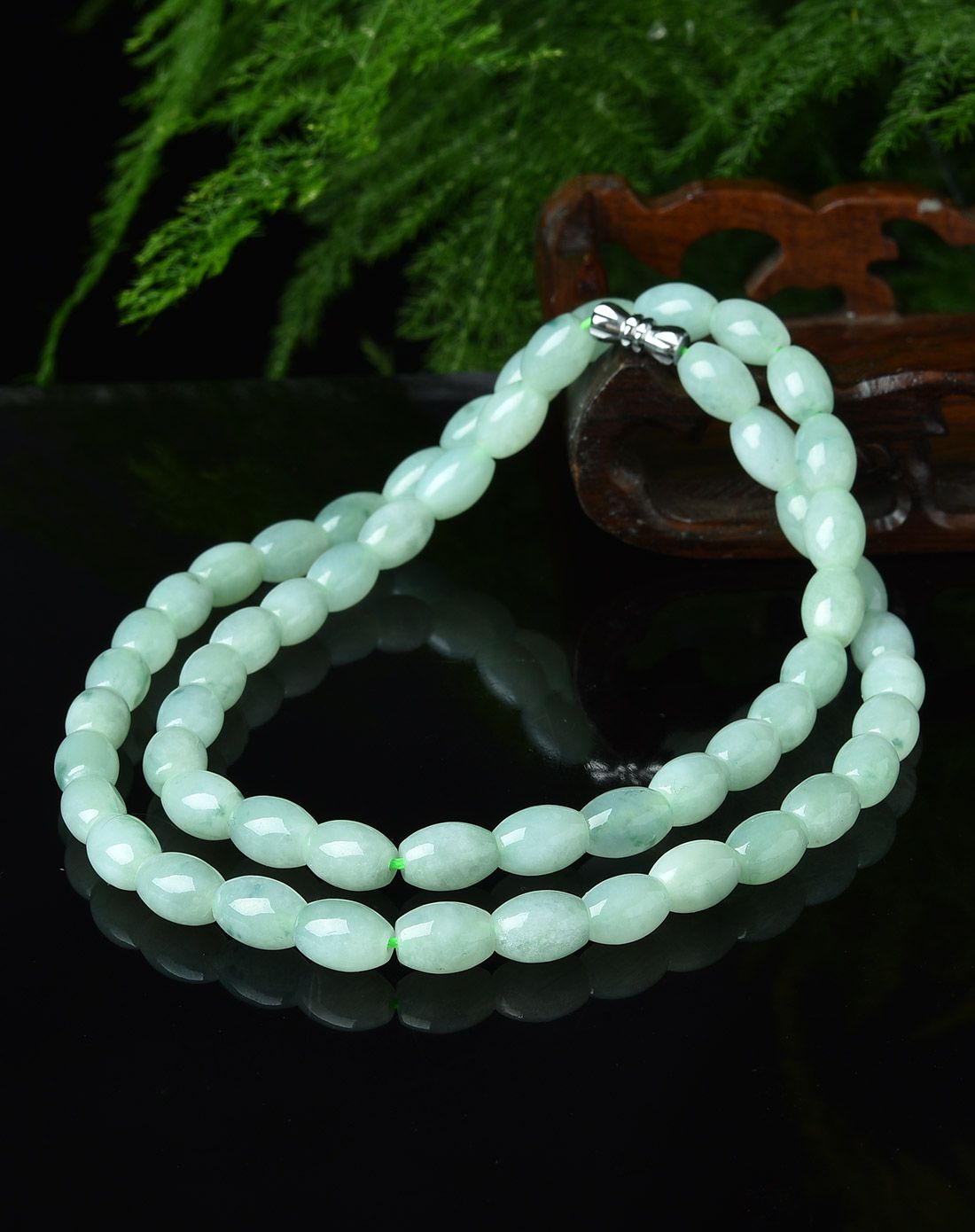 亿珍阁 天然糯种浅绿飘花米珠翡翠项链 附证书