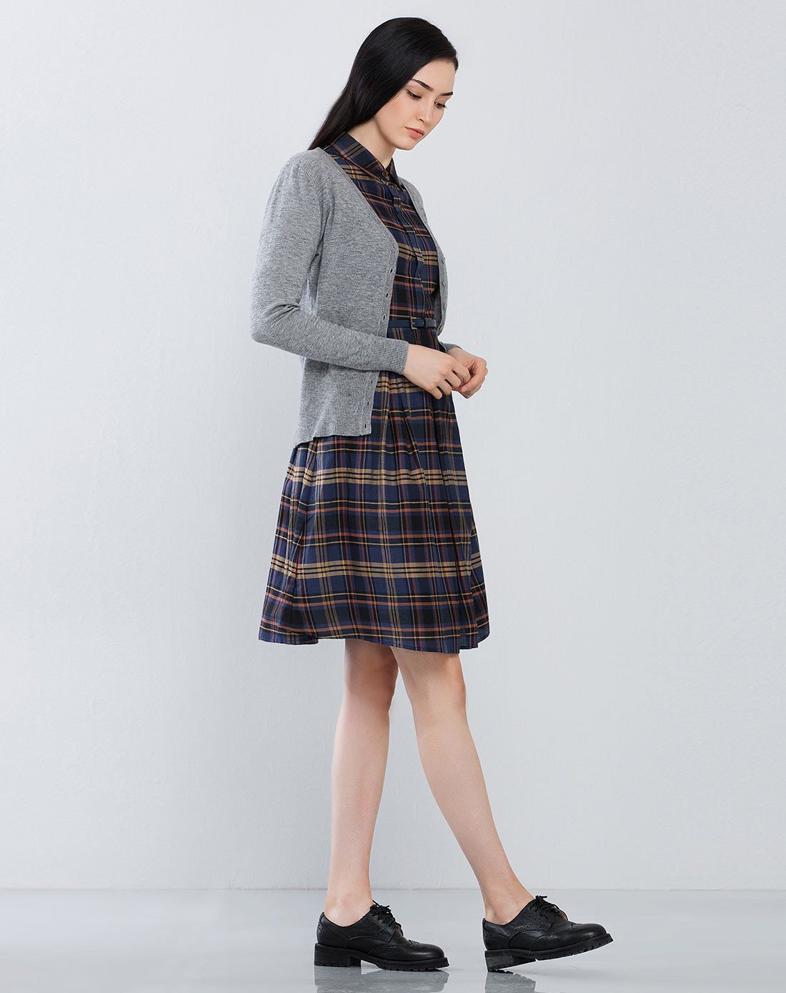 杰西jessie女装新品专场灰色熟女简约百搭长袖针织衫jxdsfm01h1_唯品