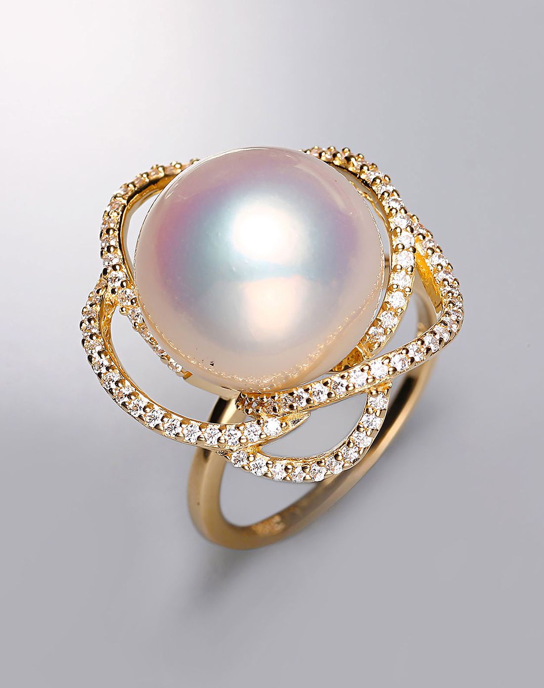 daimi 13.7mm宝彩系列淡水珍珠戒指好工艺