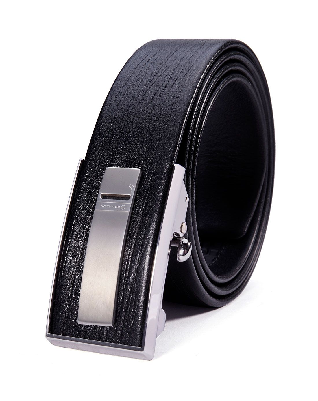 男装黑色商务简约自动扣皮带