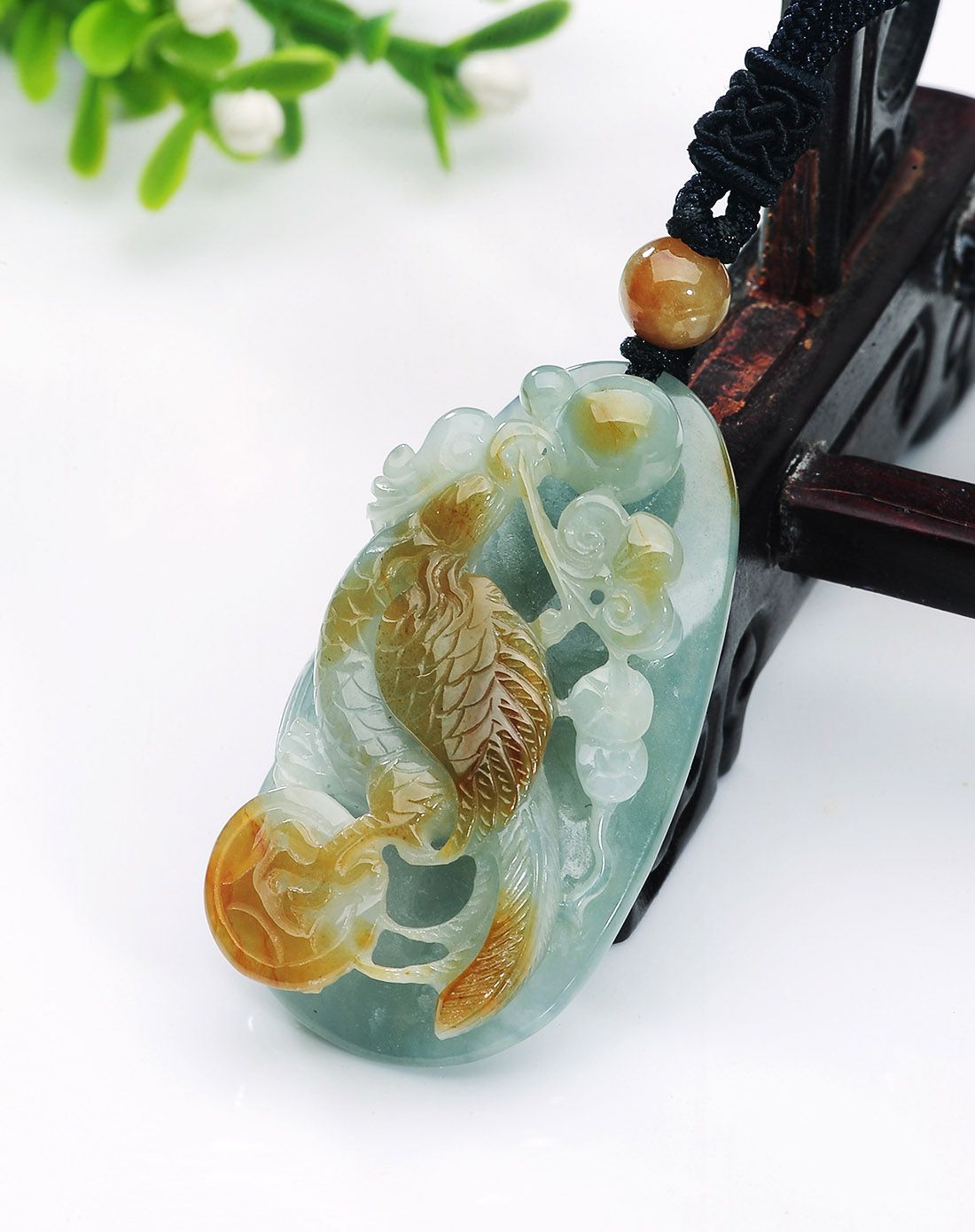 tamina 天然a货翡翠冰糯种带黄凤凰涅磐吊坠