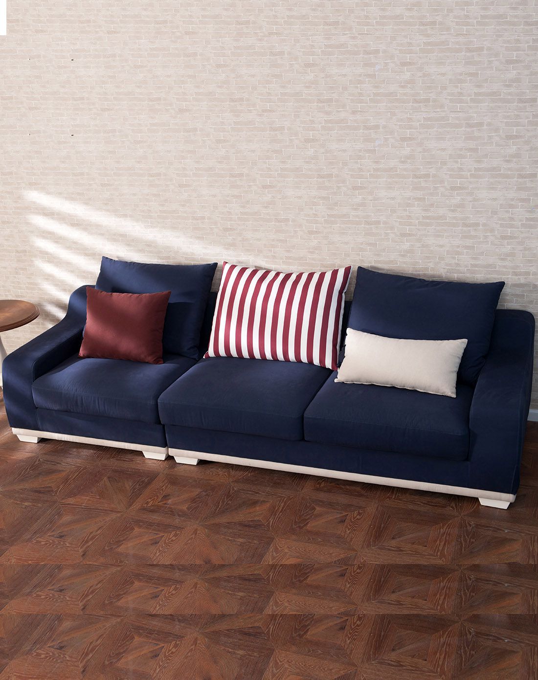 棉麻布蓝色沙发四件套