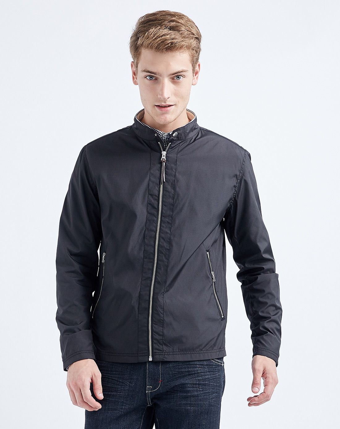 立领机车夹克外套