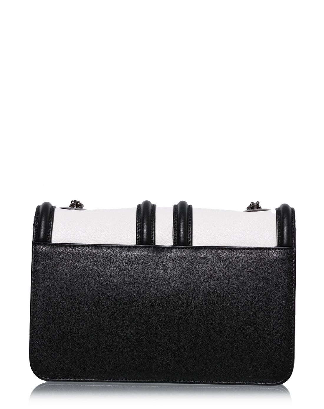 voyagetime头层牛皮时尚撞色小方包白配黑