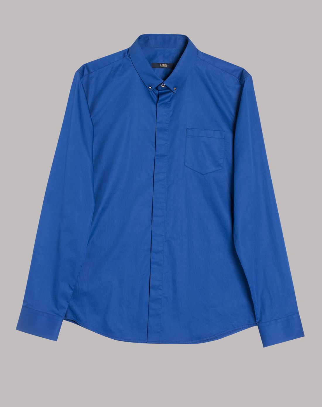 钴蓝色个性简约时尚休闲长袖衬衫