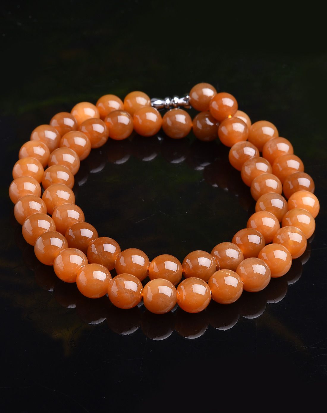 亿珍阁玉石专场亿珍阁 天然褐黄8-9mm和田糖玉圆珠项链 附证书ppabx96