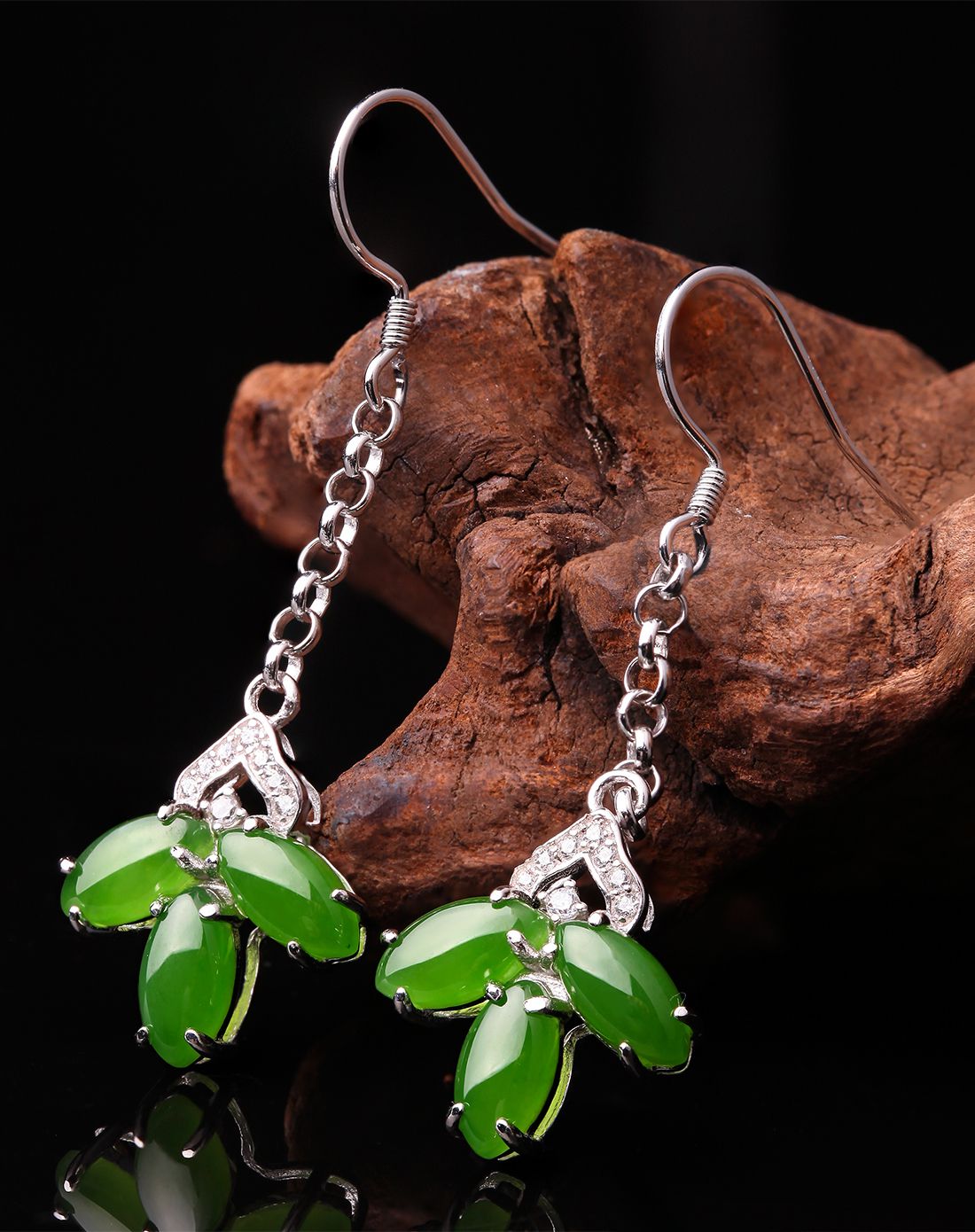 mary windsor 银镶和田碧玉耳环耳坠(附证书)