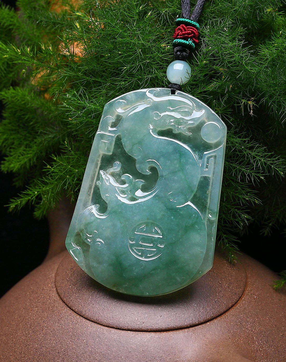 royal gem 天然翡翠翡翠龙凤呈祥吊坠