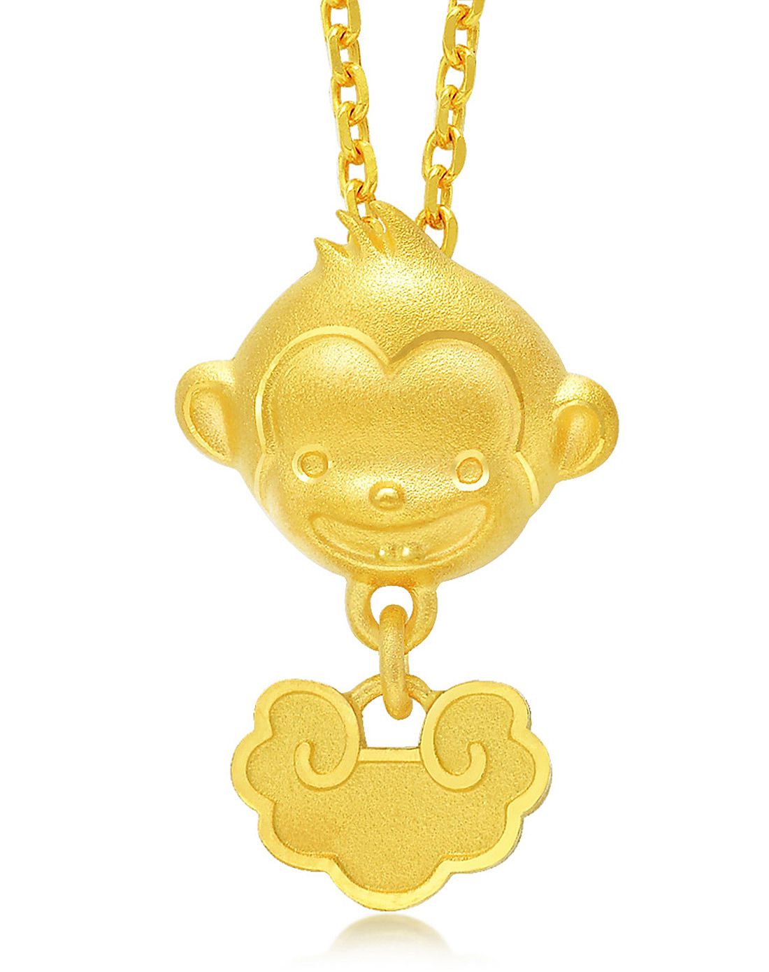 周生生 足金点睛品如意锁生肖猴吊坠(不含项链)