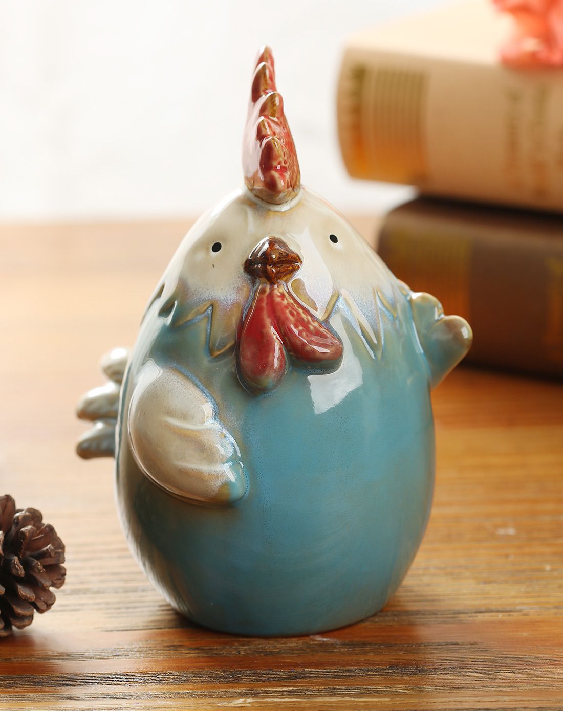 窑变釉陶瓷公鸡存钱罐(多色可选)