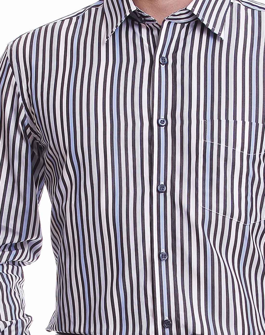 纯棉条纹休闲长袖衬衫