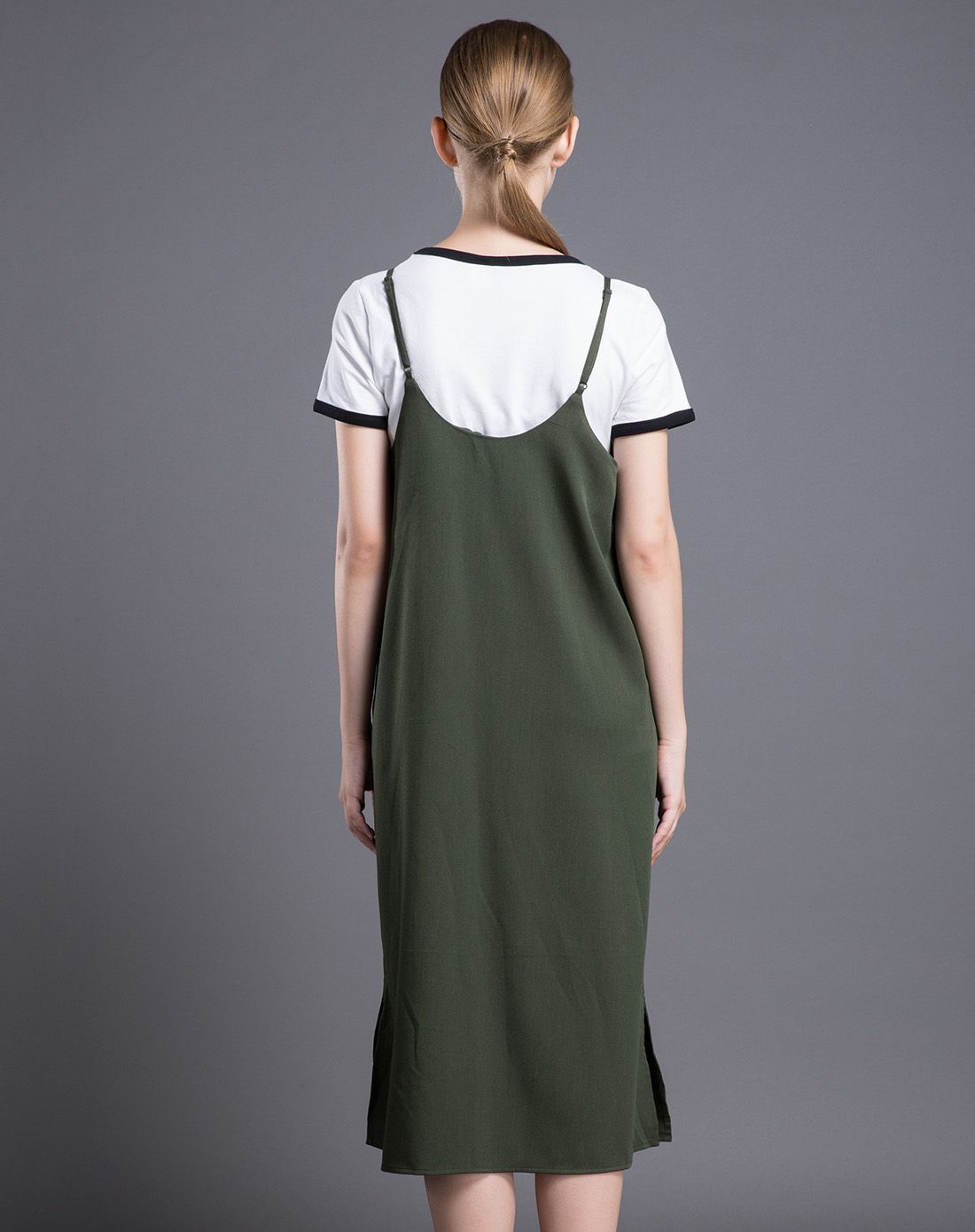 女式鳄梨色吊带连衣裙