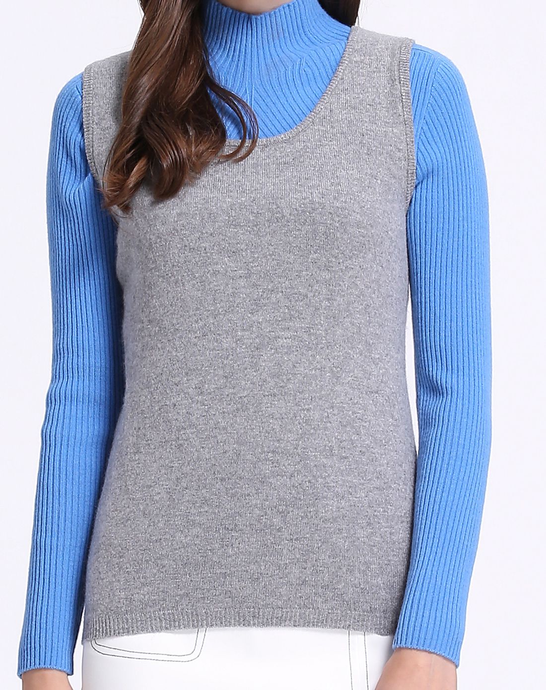 女款浅灰经典百搭羊毛背心