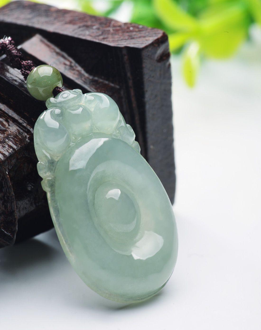 tamina 天然a货翡翠冰豆种福在眼前吊坠(附证书)