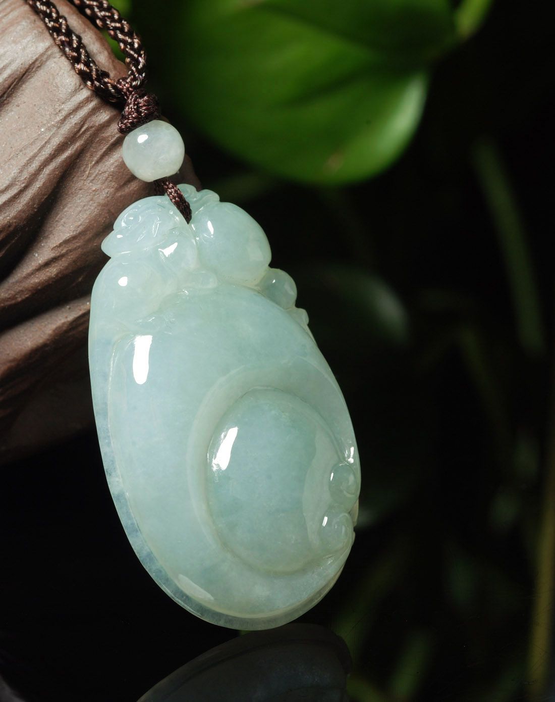 tamina 天然a货翡翠豆种怀珠抱玉吊坠(附证书)