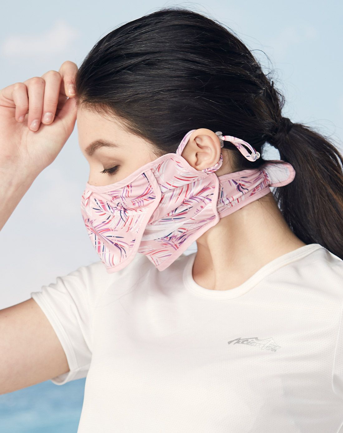 唯美印花 女款夹花粉红护脸/口罩 丝质