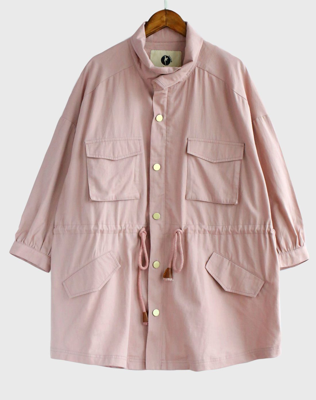 意大利匠心 文艺素色抽绳口袋风衣