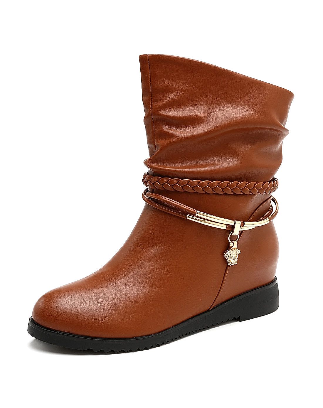 黑色经典舒适搭扣休闲女士保暖靴