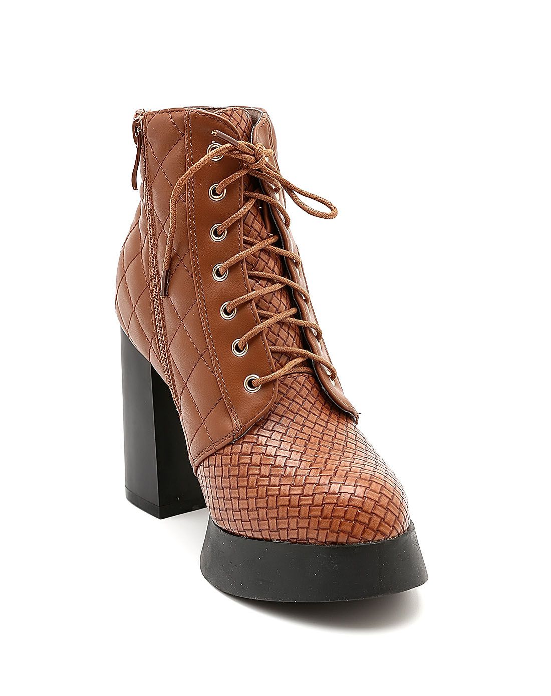 talia女鞋清仓专场棕色格纹女士方根时尚女靴13997301002_唯品会