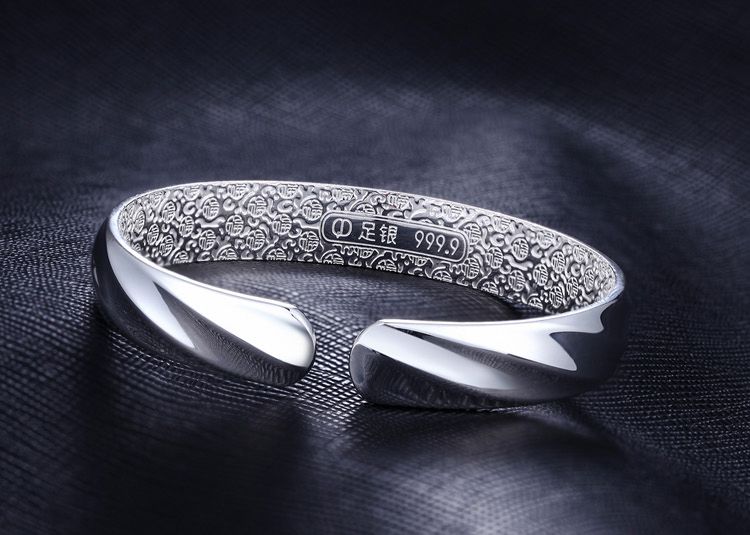 七度银饰专场七度 爱的涟漪s999.9足银手镯(送证书)3-3526qd_唯品会