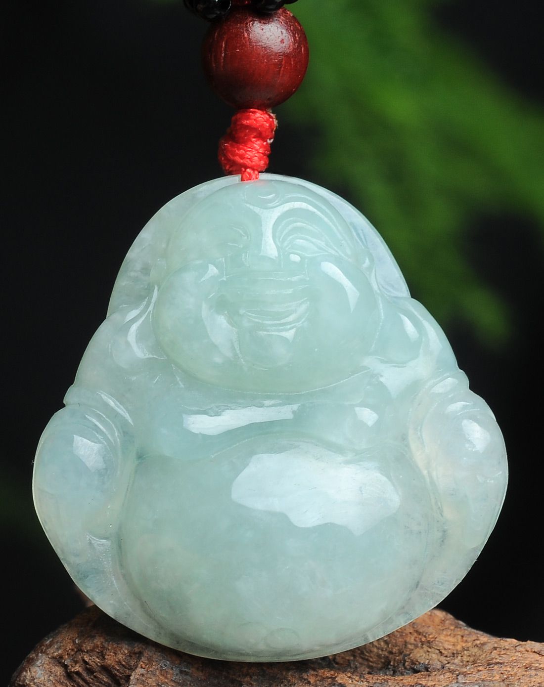 亿珍阁 浅绿天然冰糯种佛公翡翠吊坠