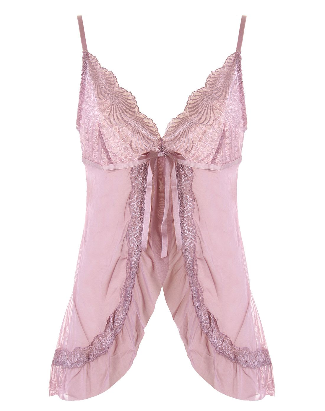 黑色蕾丝性感开腰透视吊带睡裙