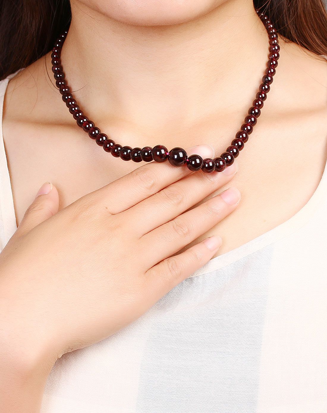 一生一石 天然石榴石塔链4-10mm