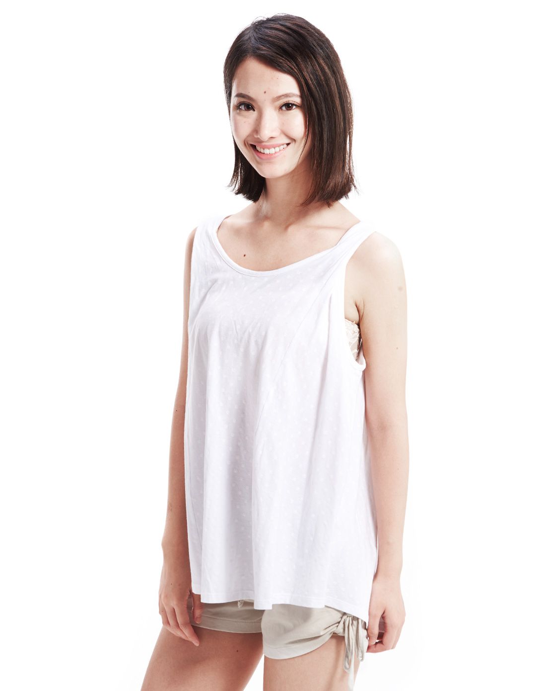 舒适纯棉 女款白色背心 三叶草系列