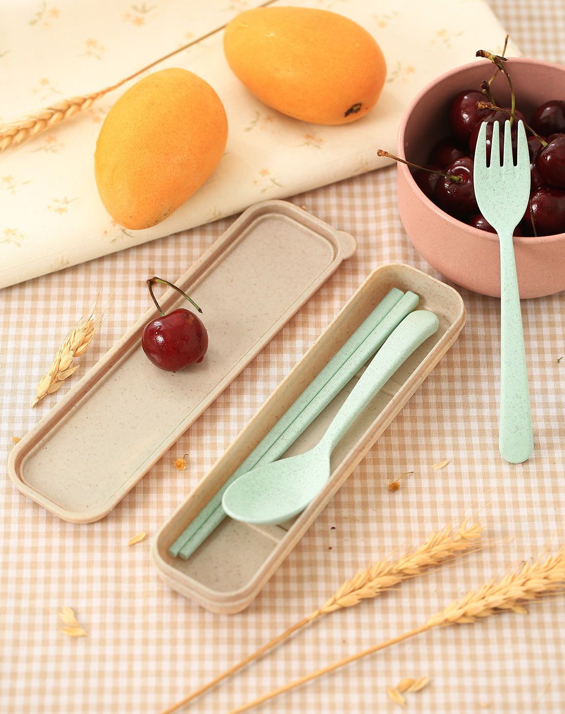 环保小麦便携餐具套装