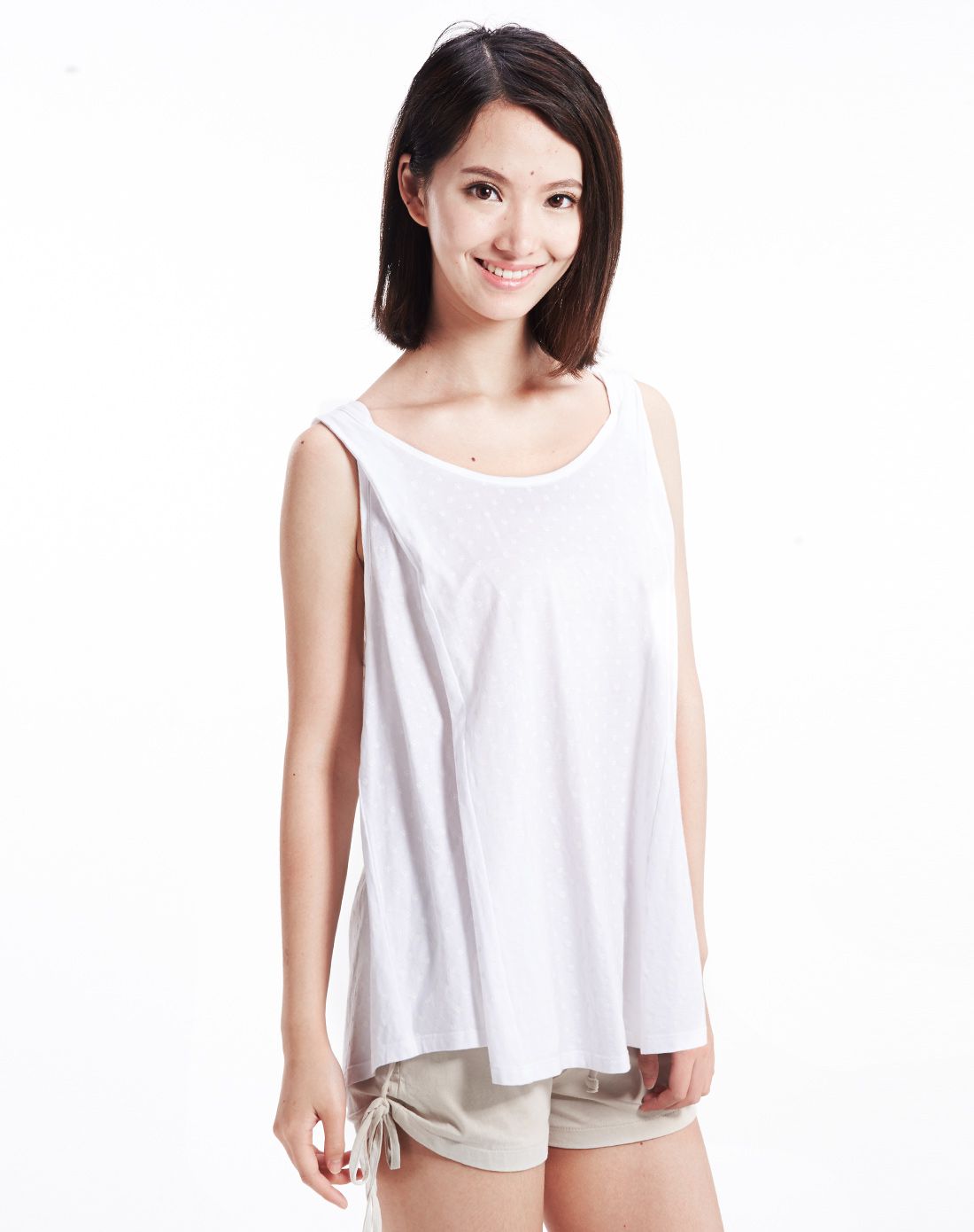 舒适纯棉 女款白色背心 三叶草系列