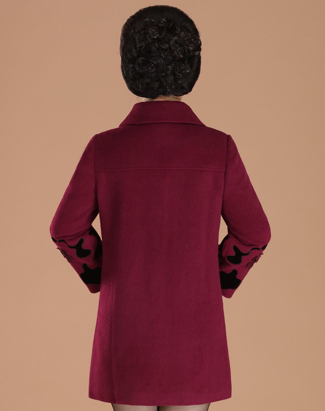 福玛玛紫红色时尚精致立体绣花大衣fmm157-y359ys2_唯品会