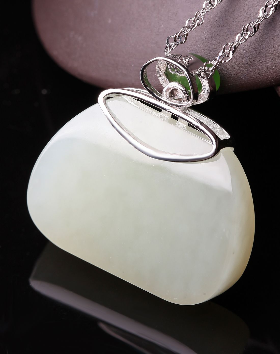 mary windsor 银镶和田玉包包小钱包吊坠/银镶和田玉吊坠