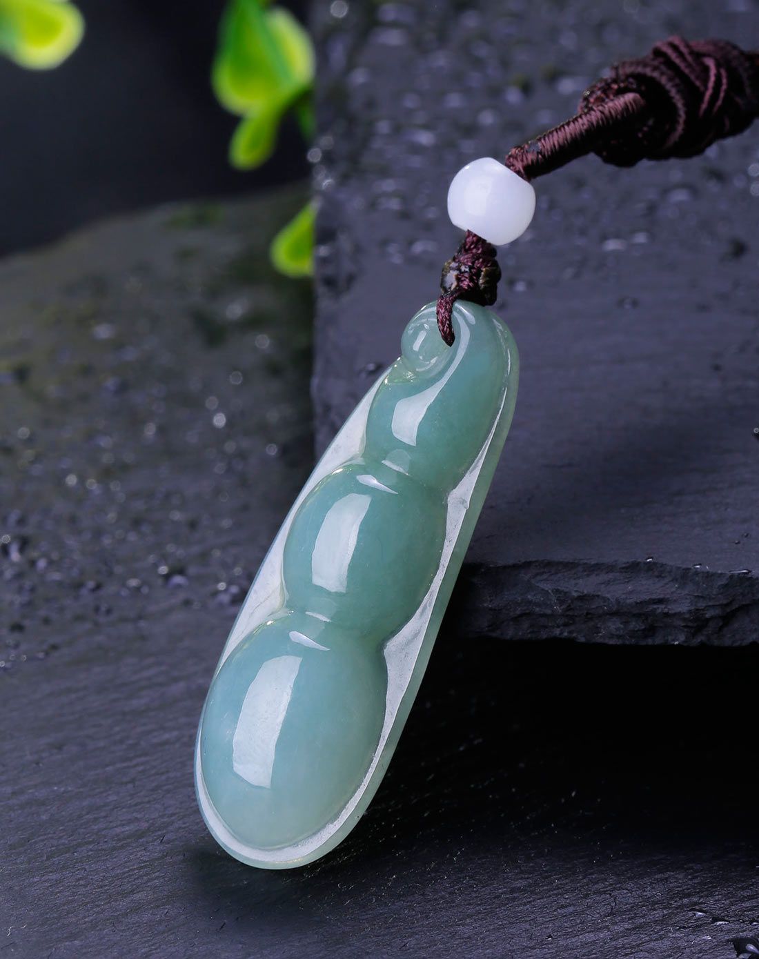 aznavour a货翡翠四季平安豆吊坠