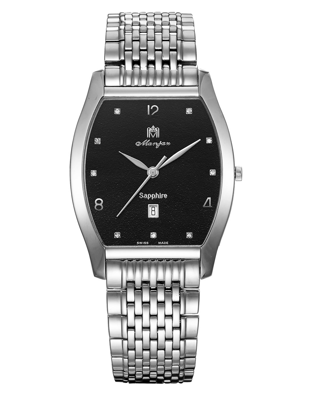 名爵 酒桶型瑞士制造黑色盘面石英男表