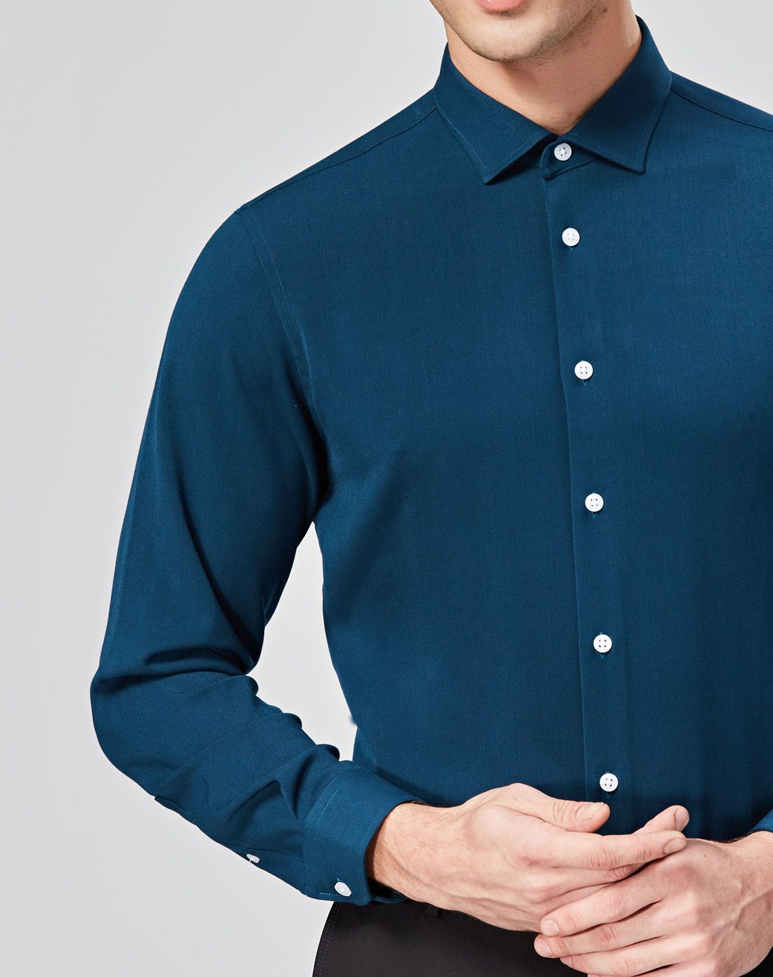 2016新款孔雀蓝色磨毛保暖长袖衬衫