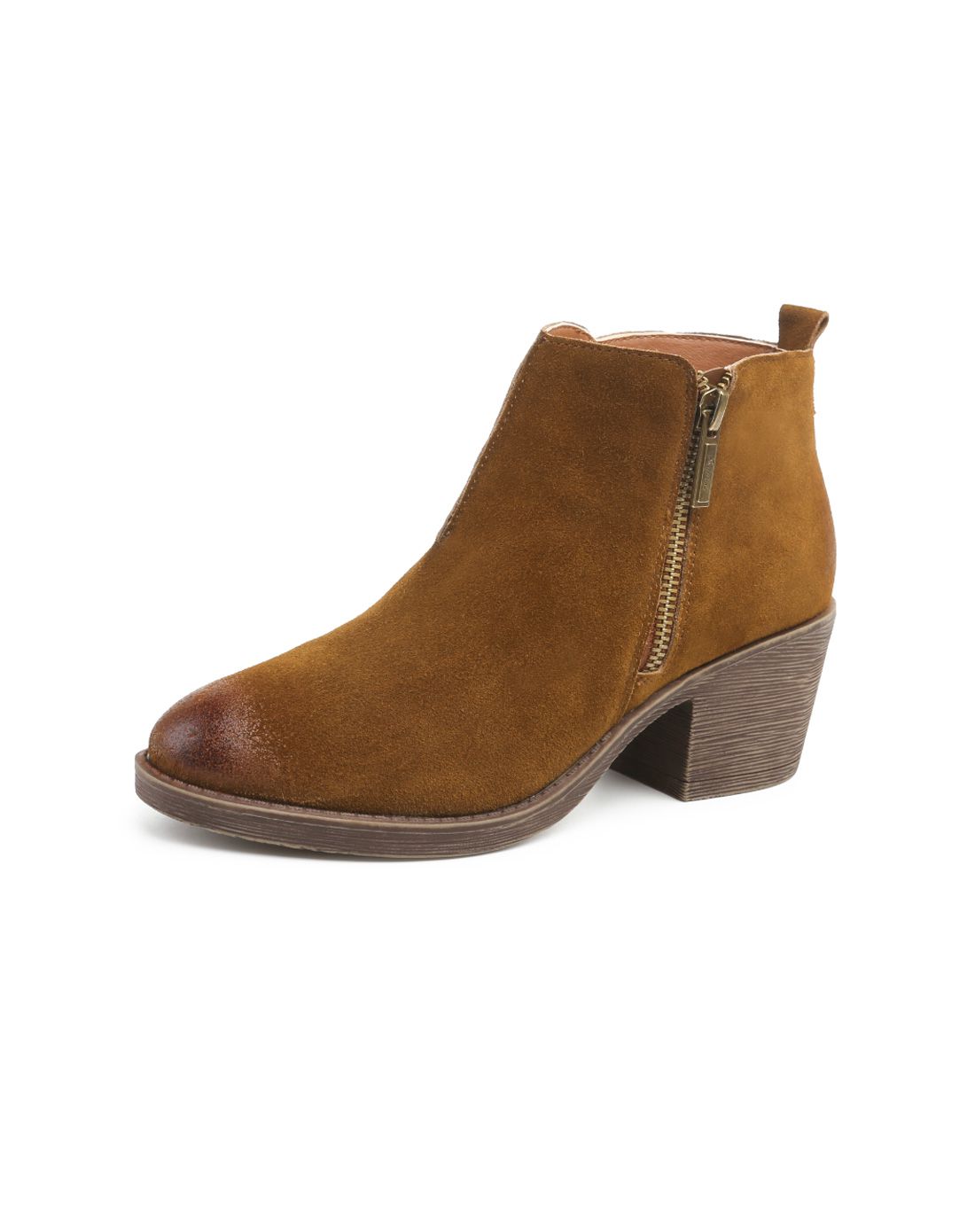 女士短靴时尚韩版磨砂牛皮女式靴子复古厚底百搭女鞋子棕