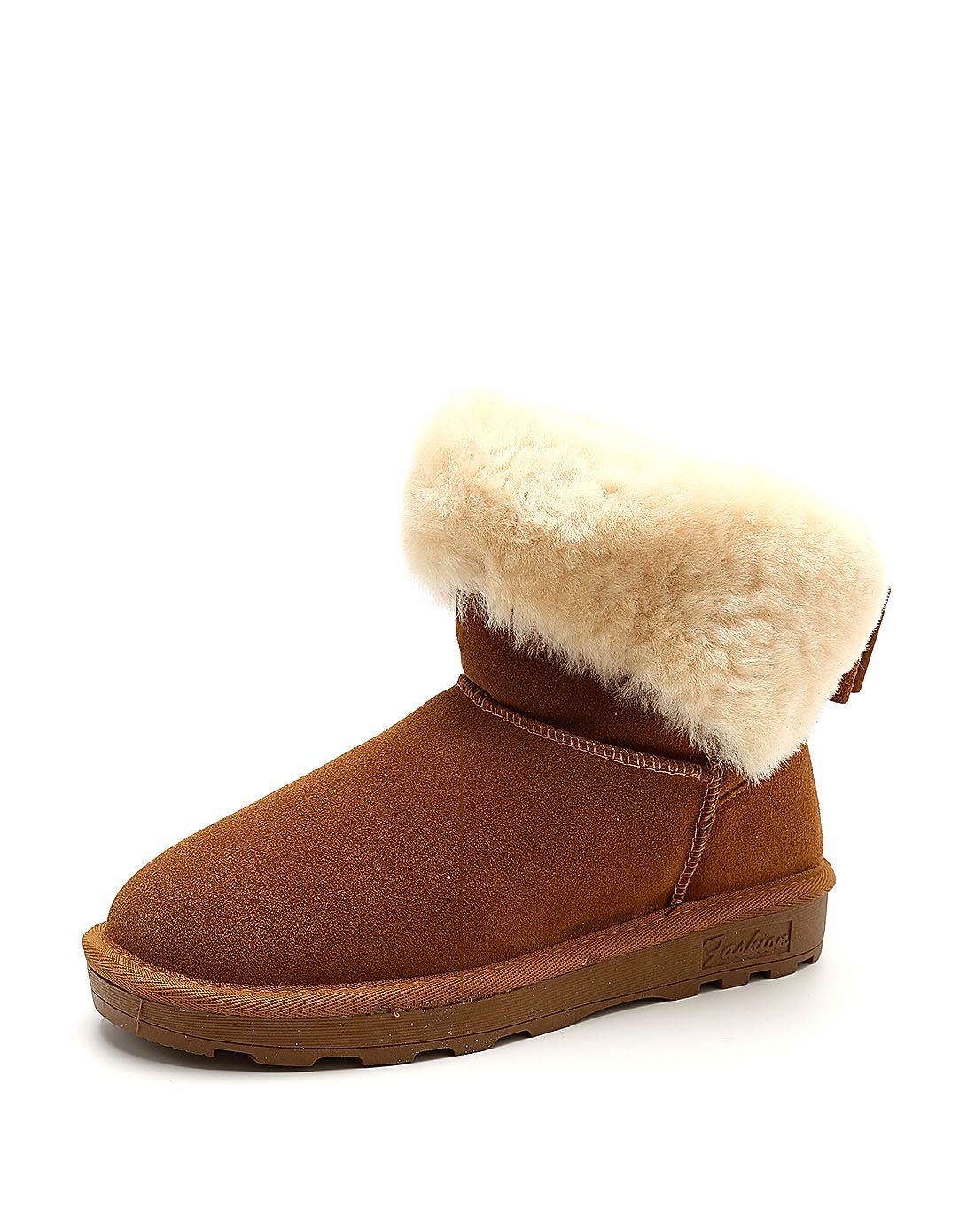 黑色牛皮舒适保暖休闲女士雪地棉