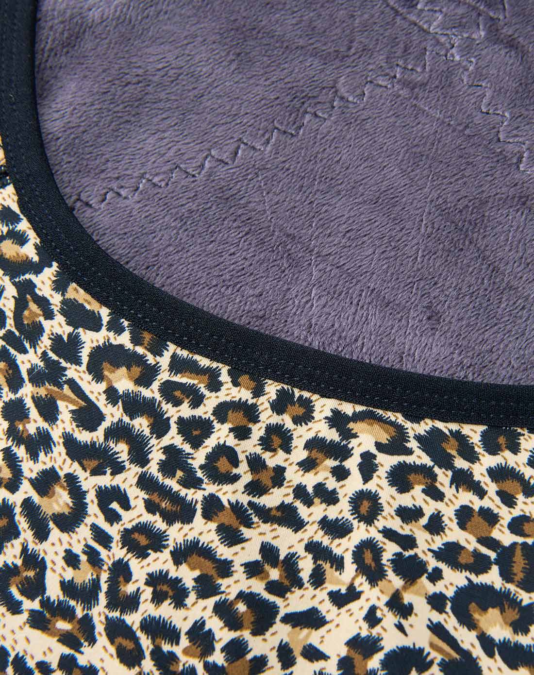 狂野豹纹托胸加绒保暖打底衫