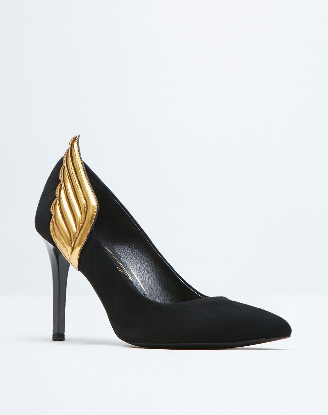 38码起—kasmase时尚设计师羊绒翅膀尖头高跟鞋大码女鞋摩登单鞋ma7