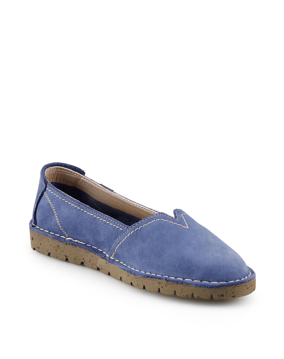 蓝色牛磨砂皮休闲单鞋