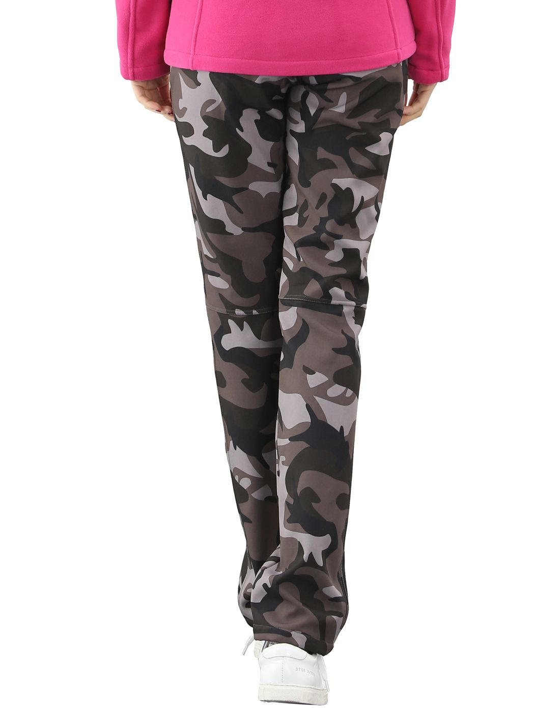 保暖舒适女款迷彩灰户外软壳冲锋裤挡风寒